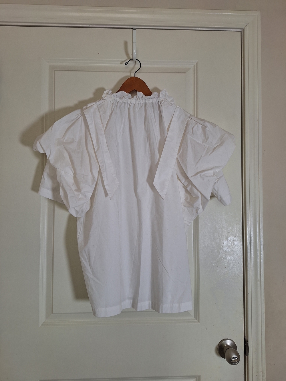 JNBY White Ruffle Statement Sleeve Cotton Blouse Top NWT - Picture 3 of 8
